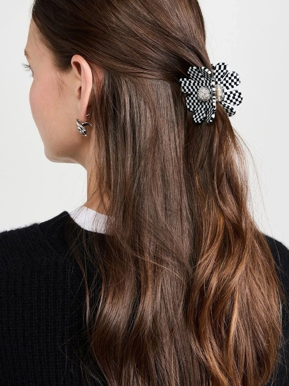 Lele Sadoughi Sunflower Harlequin Check Crystal Claw Clip